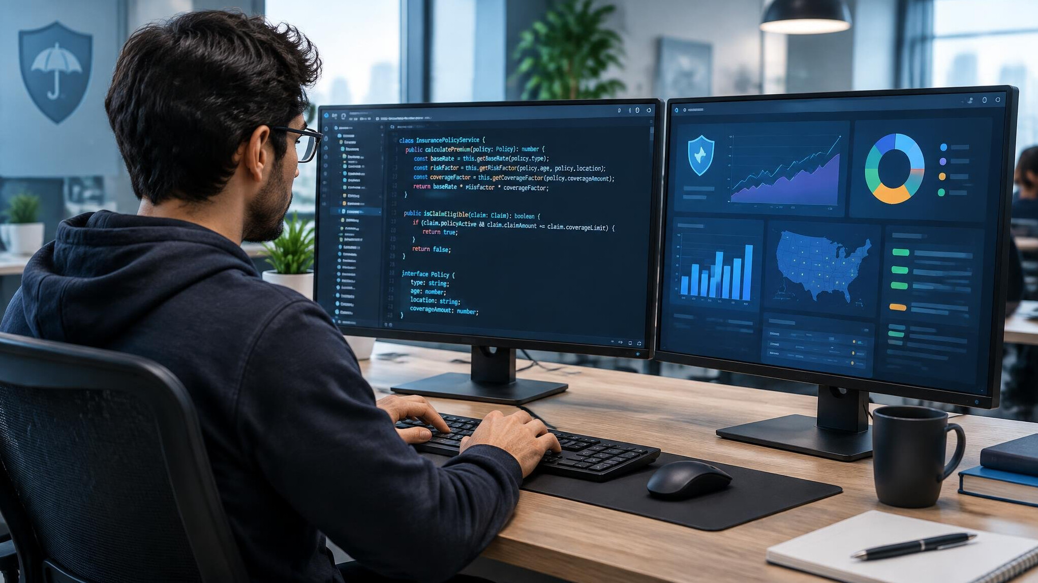 programmer writing insurance code