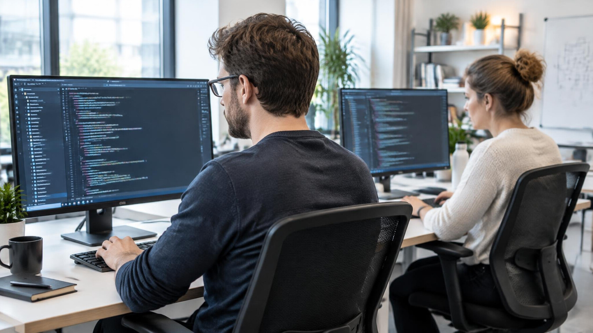 Developers working at computers in an office